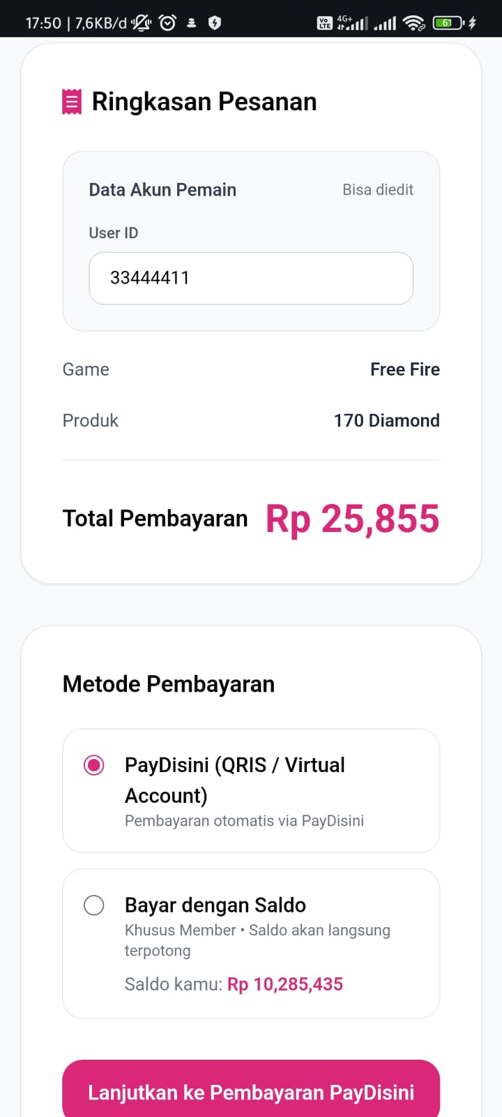 tes pertama kalii tanpa input server id Banner